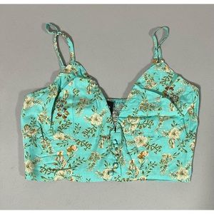 Cider Teal Paisley Floral Tank Crop Top Shirt Blouse Size S 🌷